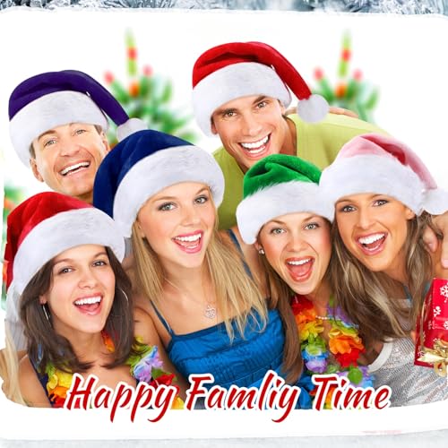 Image of Vicenpal 20 Pcs Santa Hats Bulk Plush Christmas Hats for Adults Women Men Holiday Party Costume(Multicolor)