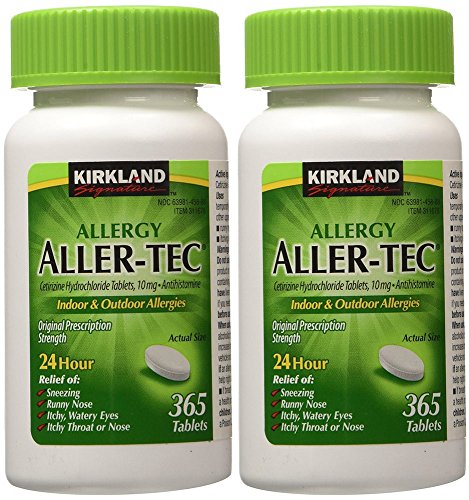 Kirkland Signature funlbh Aller-Tec Cetirizine HCL 10 mg Antihistamine Tablets, 365 Tablets (2 Pack)