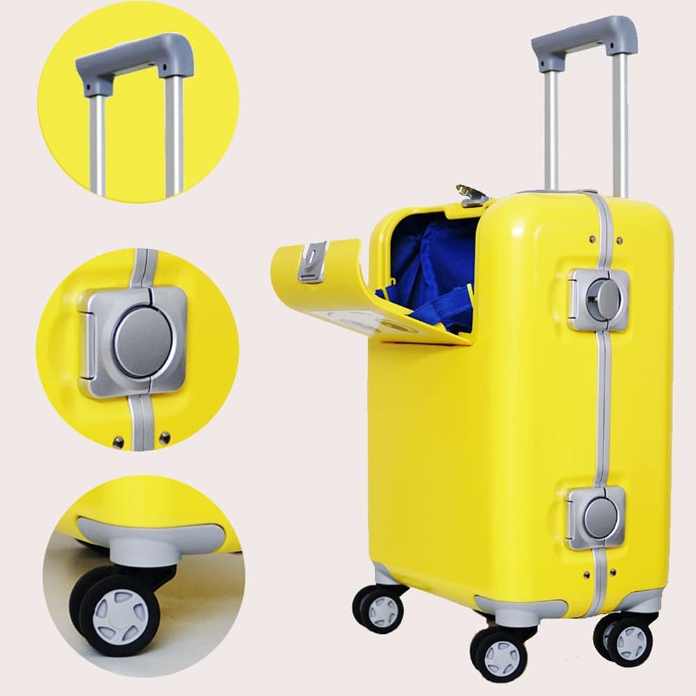 Maleta con Ruedas para niños Maleta con Ruedas de Viaje de embarque de 17 Pulgadas con 4 Ruedas universales silenciosas(Color:Blue)