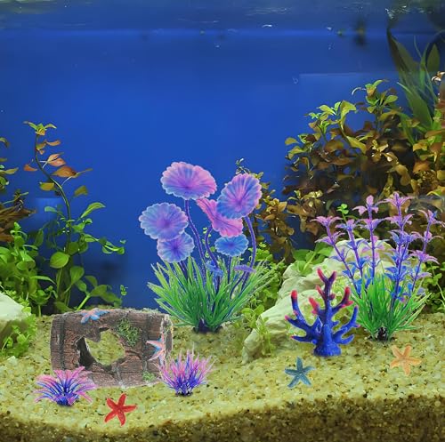 Image of 9Pcs Tank Accessories for Beta Fish,Small Fish Tank Decorations, Beta Fish Tank Starter Kit