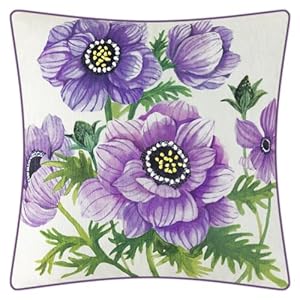 JWH Stripe Flower Throw Pillow Cover Handmade Floral Pillow Case Stereo Pillowcase Chenille Cushion Bed Living Room Sofa Couch 18×18 Inch Purple Violet