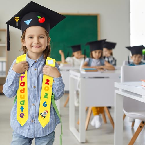 6 Pcs 2026 Preschool Kindergarten Graduation Cap Stole Iron on Letter Set Unisex Cap and Graduation Sash Sublimation Blank Stole Graduation Gifts for Kids Iron on Letters for DIY Craft by YLOLUL - Used condition - Image 6