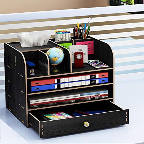 ムジデスク上置棚 卓上収納ラック 収納スタンド a4/a5対応 大容量 ファイルラック 新聞/雑誌/書類入れ メモ帳/ペン/スマホまで収納 机上用品 文具 小物 スッキリ 整理整頓 多機能 デスクスタンド マガジンラック オフィス 事務用品 ブラック