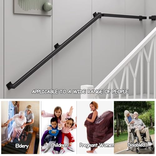 Balustrady schodowe z kutego żelaza do wewnątrz i na zewnątrz antypoślizgowy uchwyt dla osób starszych, wspornik ścienny 330 cm, czarna poręcz na schody i patio