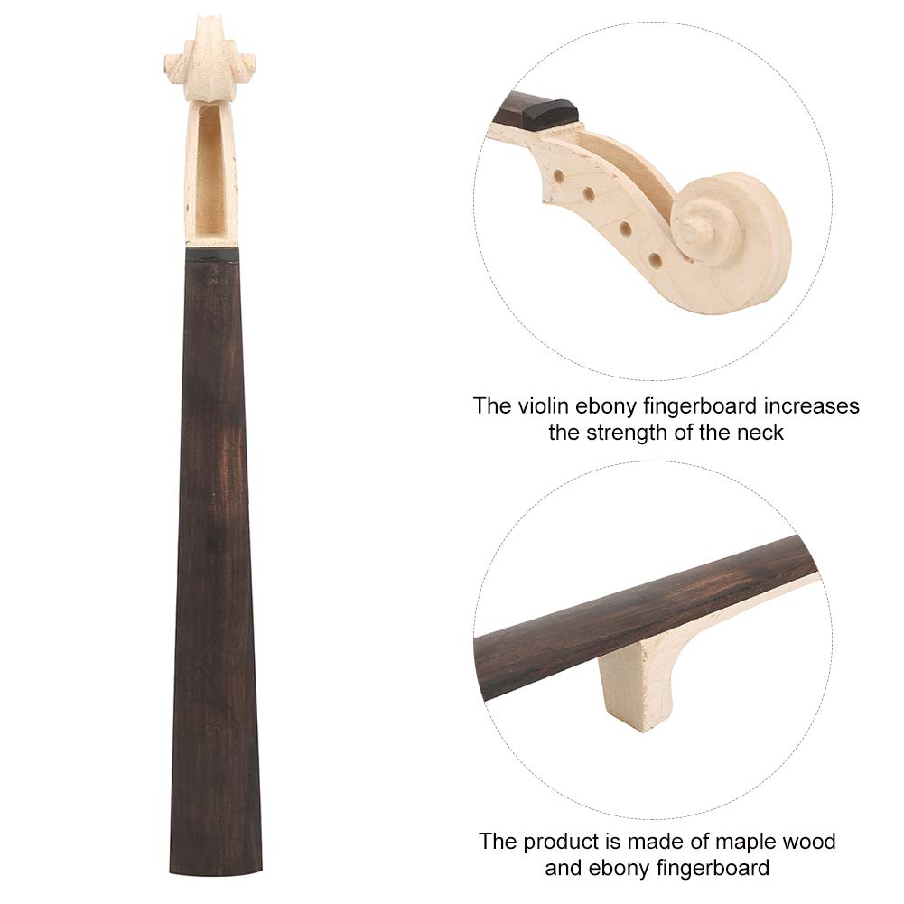 RiToEasysports Manico per Violino, Tastiera in Acero e Ebano Accessori per Liuteria per Violino per 4/4 (Manico di Violino