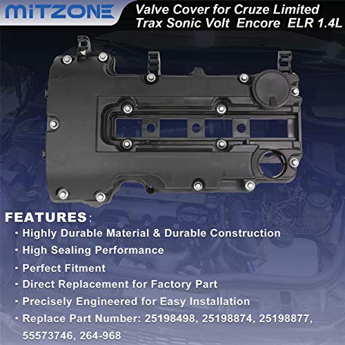 Mitzone 004-027-A Engine Valve Cover Kit W/Gaskets & Bolts Compatible With 2011-2020 Chevrolet Chevy Cruze Sonic Volt Trax Buick Encore Cadillac Elr 1.4L L4 Replaces # 25198874 55573746 264-968 thumb #1