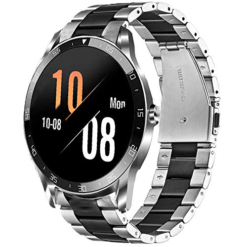 LvBu Armband Kompatibel mit Blackview X1, Classic Edelstahl Uhrenarmband für Blackview X1 Smartwatch (Silber-schwarz)
