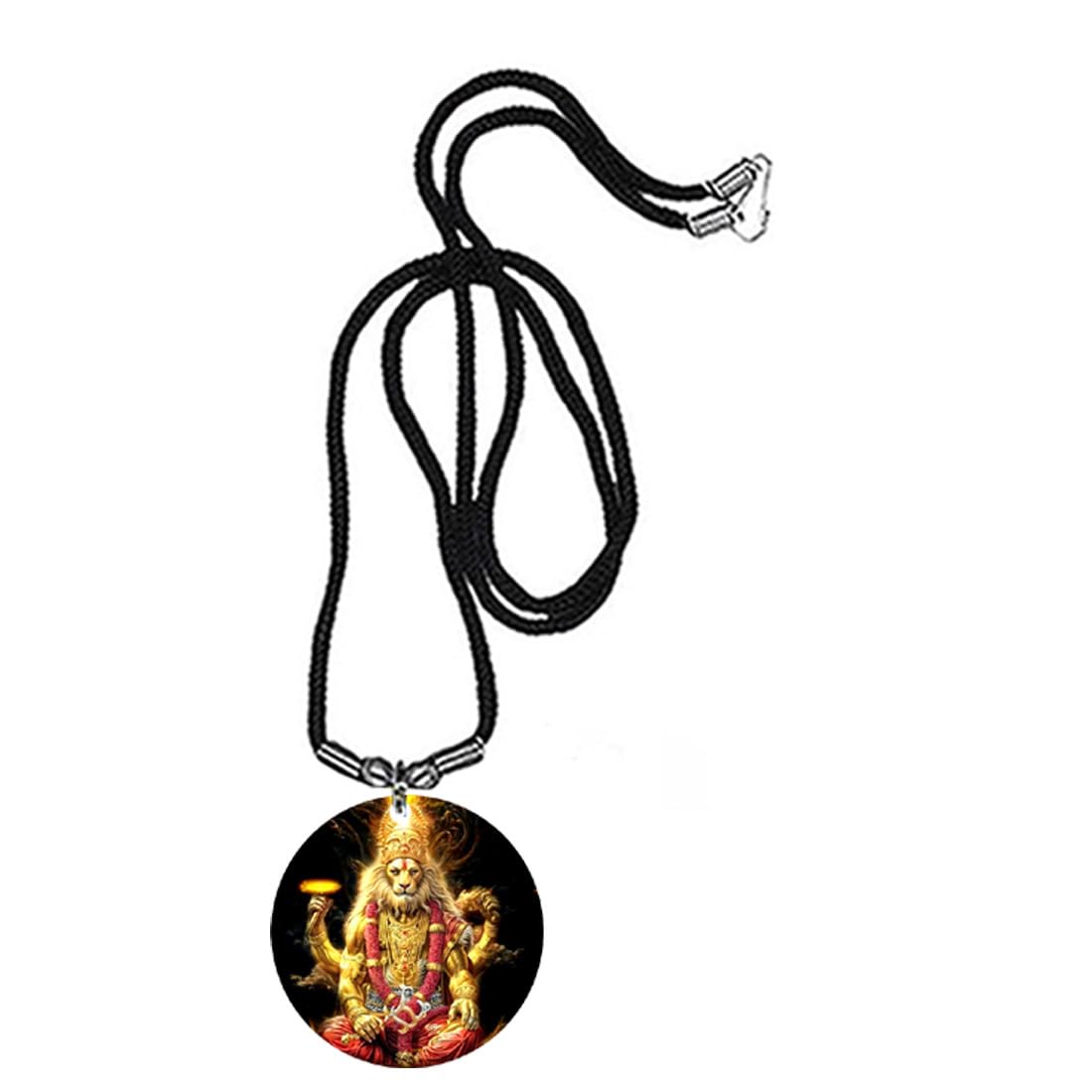 Lord Bhagawan Narasimha Acrylic Yellow Pendant with Adjustable Black Cord Chain Spiritual Religious Jewelry for Men and Women-image-34