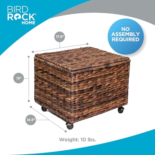 BIRDROCK HOME Seagrass Rolling File Cabinet - Storage Organizer Box with Lid - Home Office Decor - Decorative Organize - Letter Legal Hanging Filing Container - Strong Durable Toy Pillow - Espresso by BIRDROCK HOME - Image 3