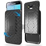 Rome Tech Case with Belt Clip for Samsung Galaxy J3 2016 (J320) / J3V / Express Prime/Amp Prime/Sol/Sky - Slim Phone Cover with Kickstand Compatible with Galaxy J3 J320 - Black