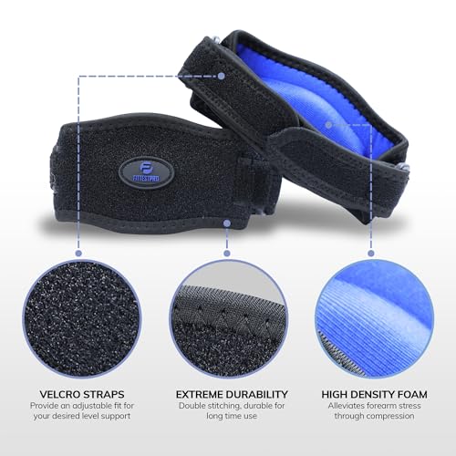 Fittest Pro Elbow Brace 2 Pack for Tennis & Golfer's Elbow Pain Relief (Black)