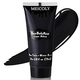 MEICOLY Black Cream Face Body Paint, 2.37Oz Large Tube Water Based Clown Black Makeup,Body Paint for Adults and Kids,Halloween SFX Skull Joker Zombie Vampire Skeleton Goth Spider Cosplay Makeup