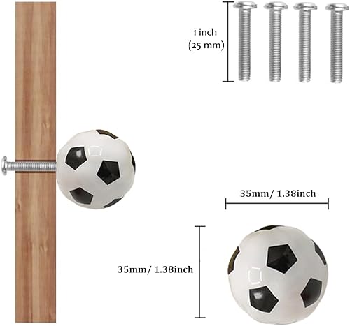 Miniatura 2 de Tverghvad Pomos de cerámica para tocadores de pelota de fútbol, paquete de 8 manijas para muebles de cocina, pomos para muebles de cocina para niños