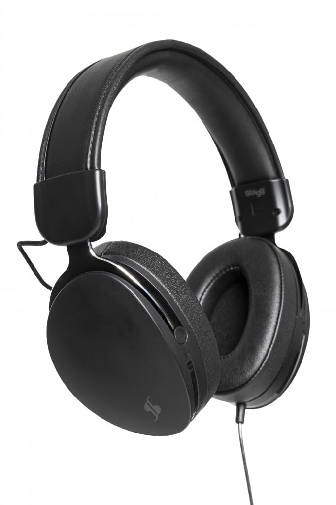 Stagg SHP-5000H zamknięte słuchawki stereo studyjne dla DJ, monitorowanie, nagrywanie i miksowanie, przewodowe mini jack stereo 3,5 mm z adapterem 6,5 mm
