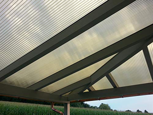 Acrylshop24 Terrassendach Terrassenüberdachung Carport Komplettset Polycarbonat 16mm 3-Fach Stegplatten Bronce Bronze 16mm Stegplatten Tiefe:4000mm|Breite:2080mm - Mehrere Maße verfügbar