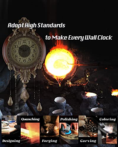 Aero Snail Large Retro Style Vintage Royal Line Silent High-End Luxury Metal Wood Wall Clock With Swinging Pendulum #TOP5