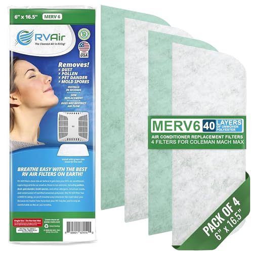 AC Filter - Air Conditioner Replacement Filters - RV Air Cleaner - Camper Accessories for Travel Trailers - Easy to Install Vent Filter - 16.5 x 6 x 0.75 in (4 Filters for AC 125G)