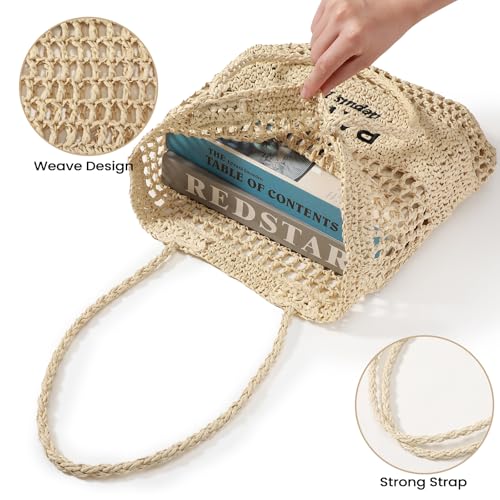 Image of Pleneal Beach Bags for Women - Women Beach Tote Bag, Summer Mesh Hollow Straw Tote Bag for Holiday Market