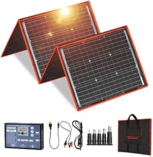DOKIO 160W 18V Portable Solar Panel Kit (ONLY 9lb) Folding Solar Charger with 2 USB Outputs for 12v Batteries/Power Station AGM LiFePo4 RV Camping Trailer Car Marine