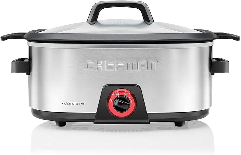 6-Quart Slow Cooker, Electric Countertop Cooking, Stovetop & Oven-Safe Removable Insert for Browning & Sautéing, Family-Size Soups & Stews, Nonstick & Dishwasher-Safe Interior,Stainless Steel