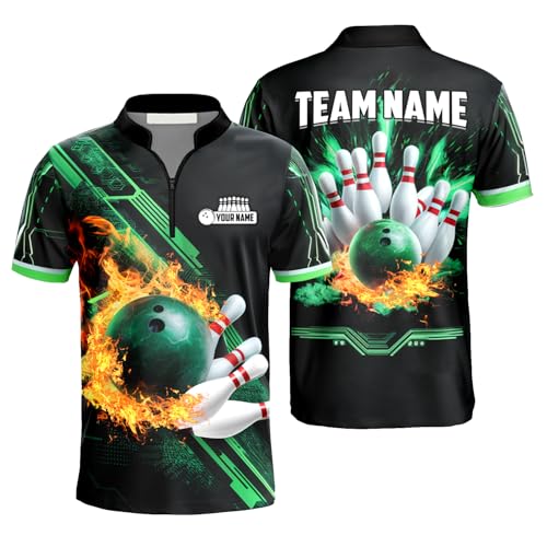 DILYPOD Personalized 3D Bowling Polo Shirt, Custom Name Bowling Shirts for Men Women, Bowlings Jersey, Unisex Shirt2