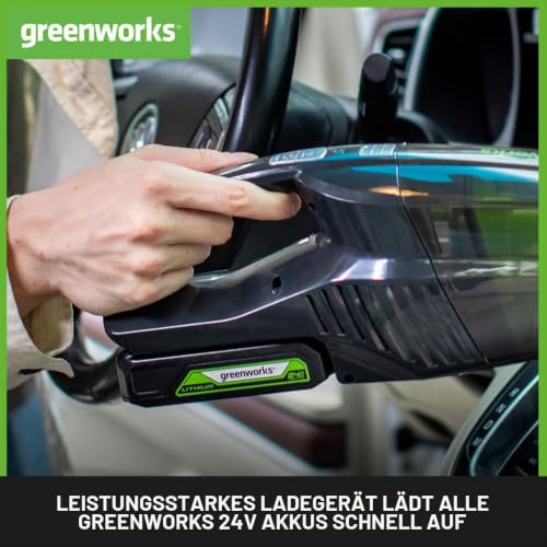 Greenworks Original 24V Akku Ladegerät - Universal Ladegerät für 2Ah Lithium-Ionen Akku, 60 Min Ladezeit, G24B2 & G24UCC – Ansicht 4