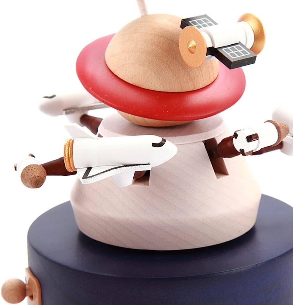 Music Box Wooden Music Box Space Rotating Music Box Creative Modern Wind-up Music Box Birthday Home Studio Decoration Wood Musical Box
