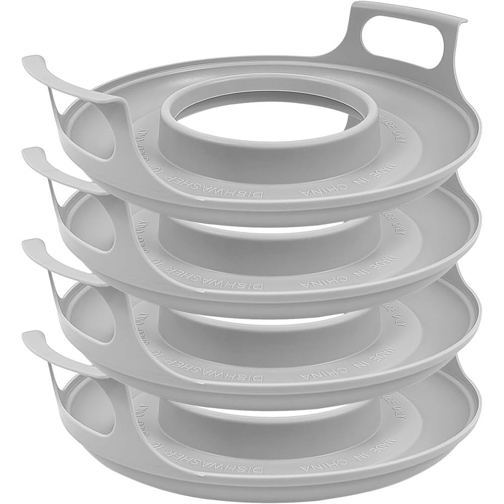 Aboiled Cool Plate and Spillover Spillway 4-Pack Microwave Bowl Holders with Handles-Bowl Holder Tray Stacker