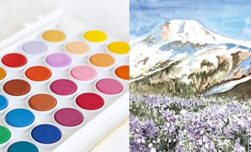 Artme Watercolour Paint Cakes 36 Assorted Vibrant Colours with an Artist Brush - Artist Palettes kit box Create Hues, High Tinting Strength, Intense Pigmentation, Minimal Fading When Drying