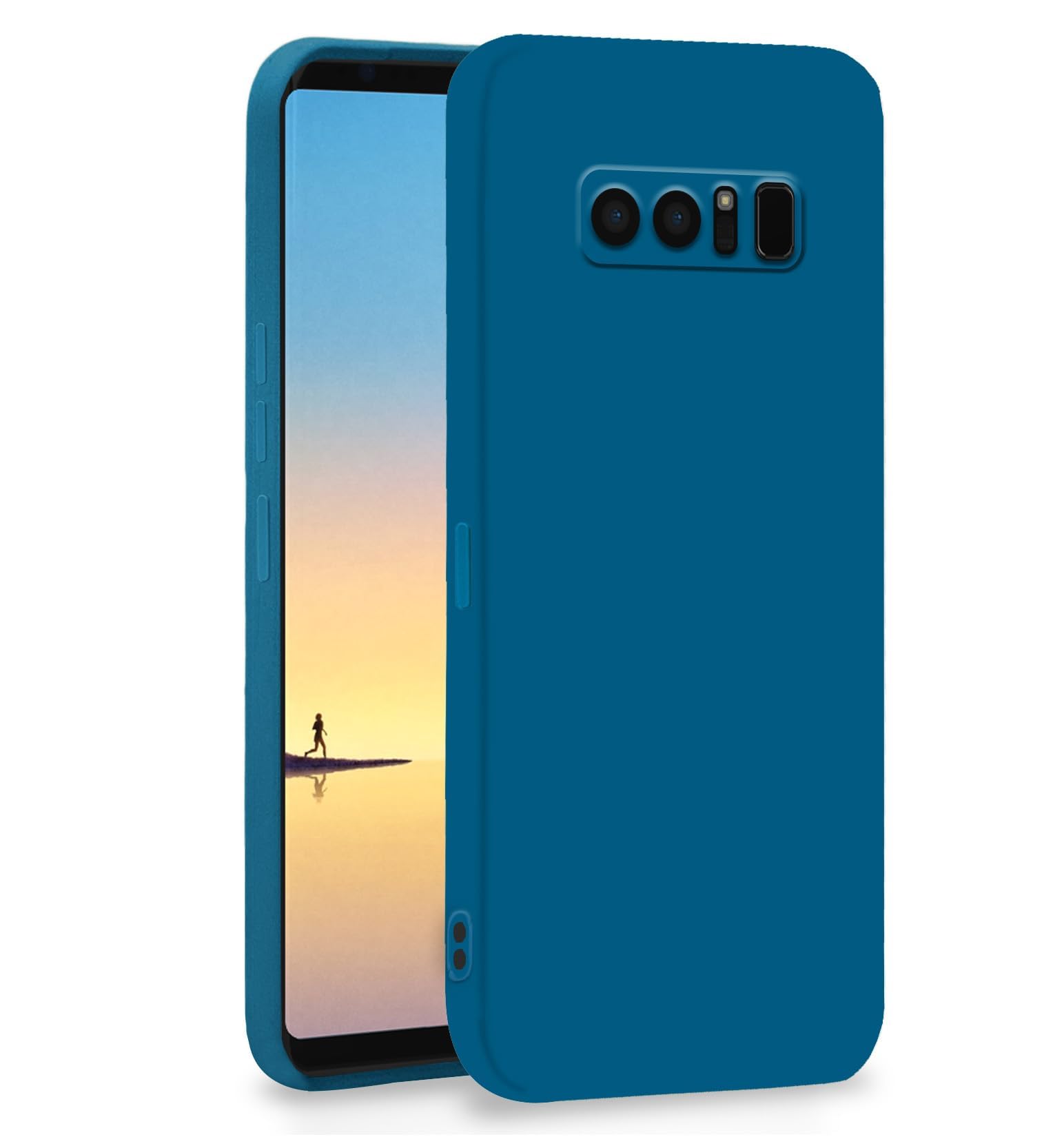 Case for Samsung Galaxy Note8, Liquid Gel Rubber Bumper Case with Soft Microfiber Lining Cushion Slim Hard Shell Shockproof Protective Cover for Samsung Galaxy Note 8 (Liquid Blue)