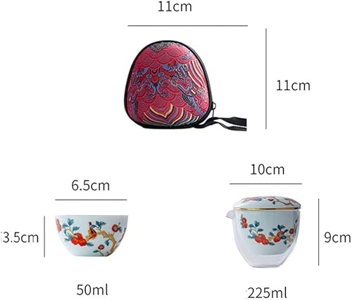 Miniatura 7 de Mozeo Juego de té de cerámica portátil, juego de tetera de porcelana china de kungfu, tetera todo en uno, colador de té, 3 tazas de té, 1 bolsa de