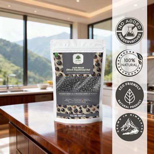 Image of Shuddhherb Black Soyabeans, Pahadi Kala Bhatt, High Protein and Fibre, Natural, Unpolished and Chemical-Free, 500 gm