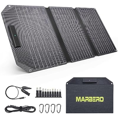MARBERO 30W Foldable Solar Panel Portable Solar Charger with 12V QC3.0 USB, Type C, DC Output for Portable Power Station, Power Bank, Phone, Laptop, RV, Boat Trip, Camping, Power Outage