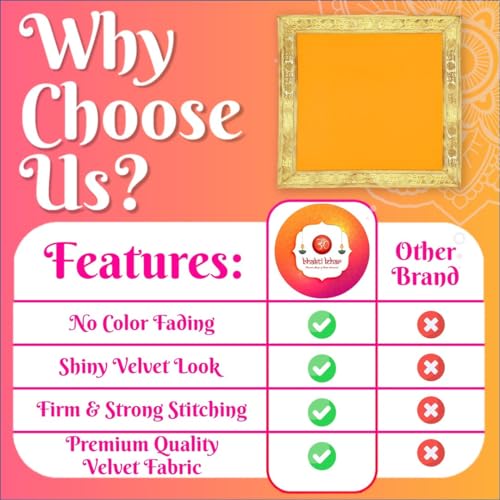Image of Bhakti Lehar (10 x 10 Inch) Plain Velvet Pooja Aasan for God Idol /Chowki Aasan Kapda Cloth for Temple Shelf Home Mandir, Ganesh Baithak and God Idol Sitting - Pack of 2