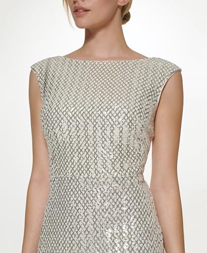 Image of Vince Camuto Women's Cap Sleeve Boat Neck Sequin Sheath Mini Dress