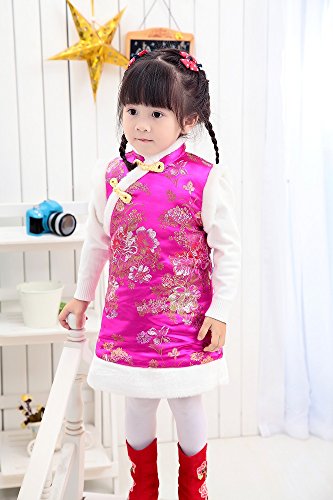 Hooyi Winter Chinese Style Girl Dress Cotton Sleeveless Kids Cheongsam Baby Girls Qipao2