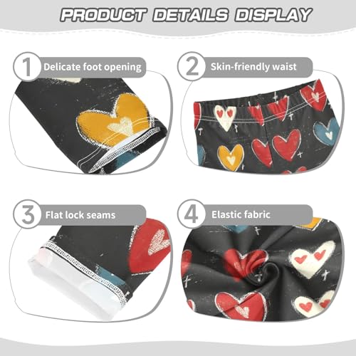 Hearts Watercolor Red D Girls Leggings Athletic Pants Tights Stretch Bottom3