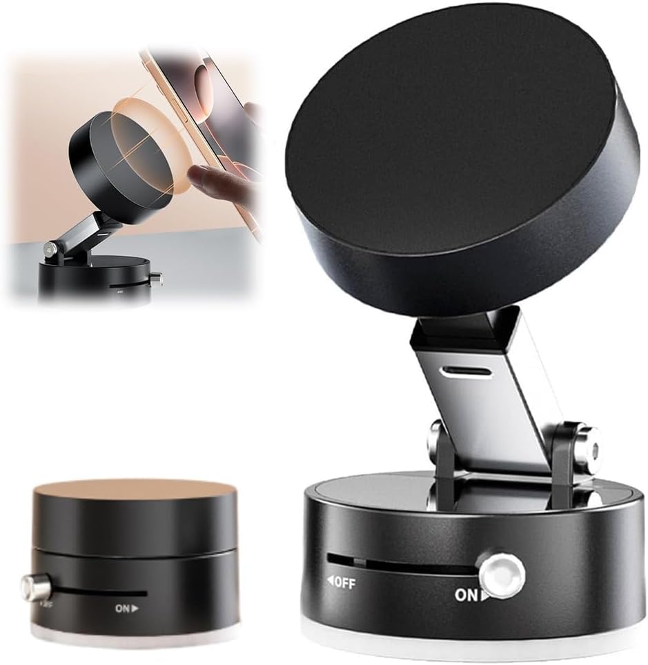 Kruggo Upgraded Vacuum Magnetic Suction Phone Holder, 2025 New Magnetic Suction Phone Mount, Foldable and Retractable Double-Sided Magnetic Phone Holder for All Phones (Black) Kruggo Upgraded Vacuum Magnetic Suction Phone Holder, 2025 New Magnetic Suction Phone Mount, Foldable and Retractable Double-Sided Magnetic Phone Holder for All Phones (Black)