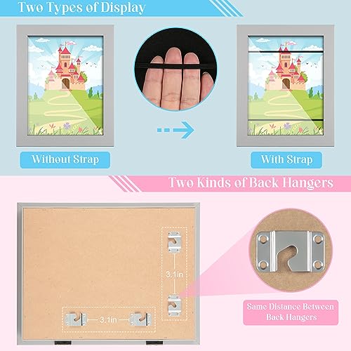 Image of [2-Pack] Kids Art Frames, 8.5x11 Front Opening Kids Artwork Frames Changeable, Gray Artwork Display Storage Frame for Wall, Holds 50 Pcs, for 3D Picture, Crafts, Children Drawing, Hanging Art,