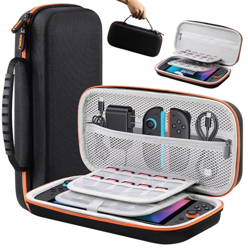 Lmcpa Funda para Consola Nintendo Switch 2 2025, Bolsa de Viaje con 20 Cartuchos de Juego, Estuche Rígido Portátil Protector para Consola 2025 Nintendo Switch 2 Accesorios, Naranja