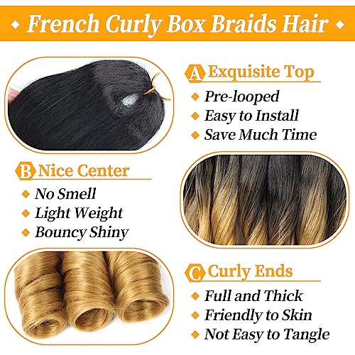 French Curly Braiding Hair 22 Inch 8Pack/lot Loose Wavy Spiral Curl Braids Crochet Hair Deep Wave Synthetic Extensions Pre Stretched Bouncy Braiding Hair(1B/27) - Image 3
