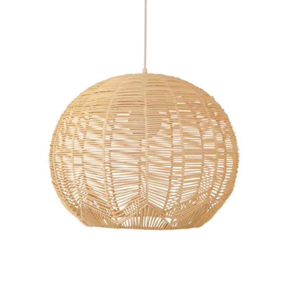 TONFON Globe Woven Chandelier Farmhouse Rattan Hanging Lamp
