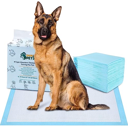 Ownpets 80x90cm große Trainingsunterlagen Hund, 40 stücke saugfähige Hunde Toilettenmatte, Pee Pads, Pipi Matten für Hunde, Inkontinenzunterlage Einweg, schnell trocknender Oberfläche, für große Hunde