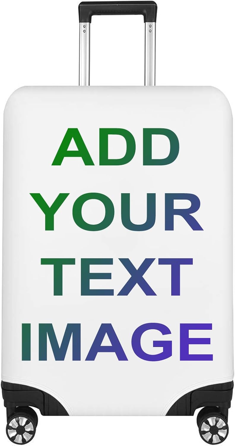 Custom Suitcase Cover, Personalized Elastic Luggage Covers with Name Photo Text Funny Travel Suitcase Protector Cover Gift for Men Women Team Traveling (XL for 29-32 inch luggage)