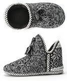 The Metluks Women's Cozy Knit Slipper Boots Memory Foam Non-slip Indoor Outdoor Warm House Booties Size 9-10