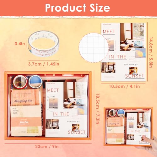 RUNEAY Scrapbook Kit 346 Pcs,Vintage Scrapbooking Supplies Kit Aesthetic Bullet Journal Kit with A6 Grid Notebook Sticker Card Label Washi Tape,for Teen Girl Kid Women DIY Gift - Image 2