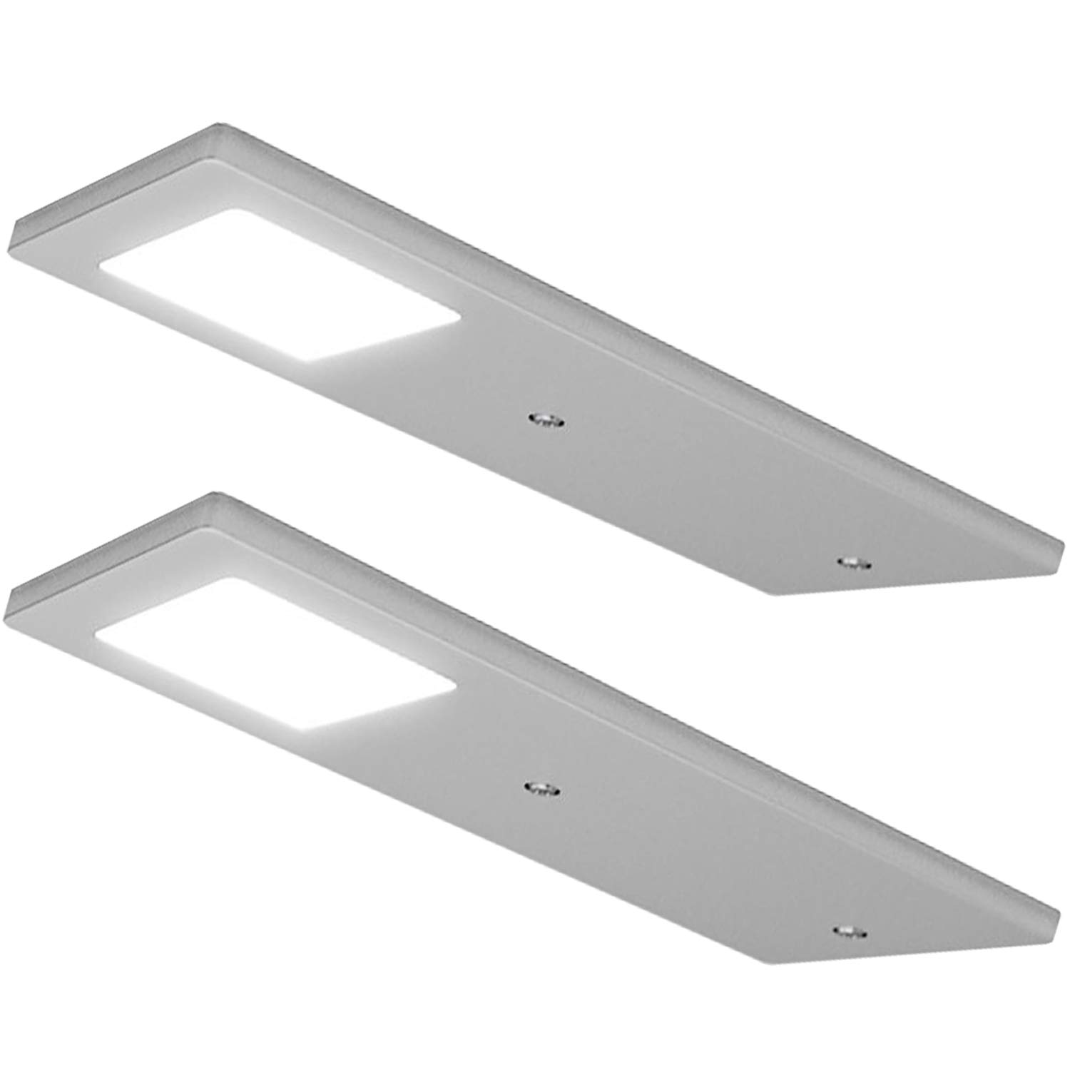 Loops White 2 Pack | Bright 5W Led Low Profile Under Cabinet Panel Spot Lights & Driver Kit | Aluminium & Natural | Kitchen Worktop Countertop Cupboard Unit Down Light | Modern Slim Lighting Fitting