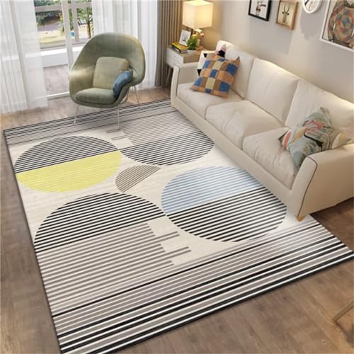 Tapis de salon gris 80x160cm au motif géométrique moderne - 2