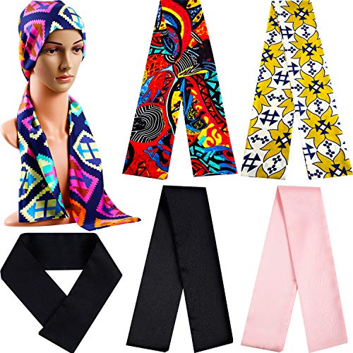 6 Pieces Satin Edge Wrap Laying Scarf Satin Wig Grip Band Non-Slip Edge Scarves Hair Wrap Colorful Wig Grip Headband for Women Girls Yoga Sport Makeup