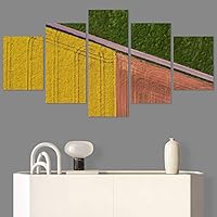 SIGNWIN 5 Panel Canvas Wall Art Modern Art Abstract Closeup Colorful Cool Geometric Minimalist Mixed Media Multicolor Patterns for Home Decorations Ready to Hang - 60